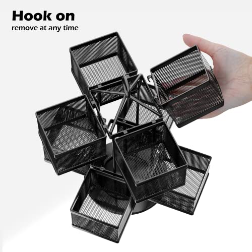 COVAODQ Tea Bag Organizer Tea Bag Storage Holder Spinning Carousel with 8 Compartments, Tea Bag Holder Black