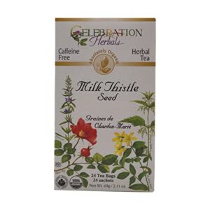 celebration herbals organic milk thistle seed herbal tea -- 24 tea bags, net wt.60, 2.11 oz