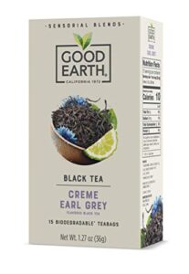 good earth sensorial blend all natural crème earl grey black tea, 15 count (pack of 5)