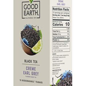 Good Earth Sensorial Blend All Natural Crème Earl Grey Black Tea, 15 Count (Pack of 5)