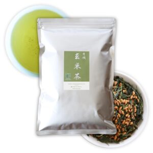 kawashimaya organic genmaicha, green tea with roasted brown rice, loose leaf, made in japan 12.69 oz (360g)