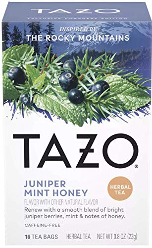 Tazo Herbal Juniper Mint Honey Tea 16 Count. Herbal tea bags. Caffeine Free. 2 Pack.