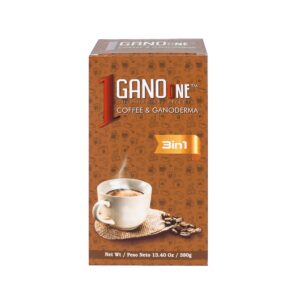 1 box ganoone 3 in 1 reishi mushroom instant coffee - with organic ganoderma extract - blend with creamer and sugar - easy to use 20 single-serve sachets