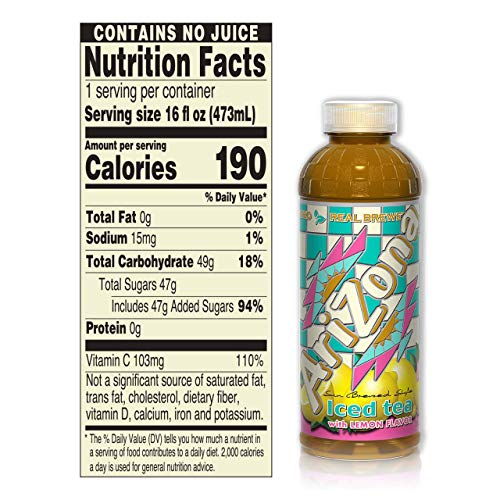 Arizona Tea, Premium Brewed Lemon Bottled Tea, 16 Fl Oz (Pack of 12)