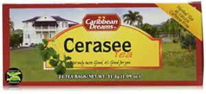 caribbean dreams cerasee tea, 20 tea bags, herbal tea, all natural, caffeine free tea, 100% cerasee leaves