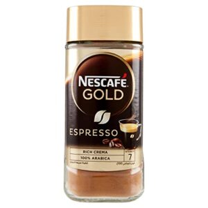 nescafe gold espresso 100% arabica aroma intense instant coffee beans beverages for a perfect day start jar 100 gm
