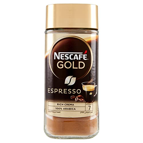 NESCAFE Gold Espresso 100% Arabica Aroma Intense Instant Coffee Beans Beverages for a Perfect Day Start Jar 100 gm