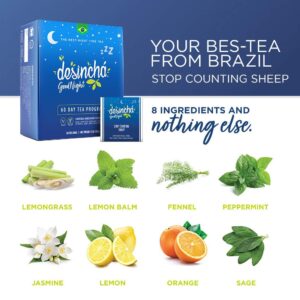 Desincha Nighttime Herbal Tea I Caffeine Free - Herbal Tea I Supports Relaxation & Quality Sleep I Bedtime Tea Made With Natural Ingredients I #1 Tea Brand in Brazil I 60 Day Supply