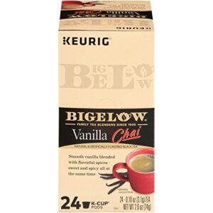 bigelow vanilla chai black tea keurig k-cups, 24 count box (pack of 1), caffeinated 24 k-cup pods total