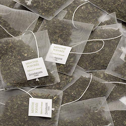 Dammann Freres Sachets, Menthe Poivree Cristal Tea Bags, Premium Gourmet Peppermint Herbal Tea, Individually Wrapped, 24 Count