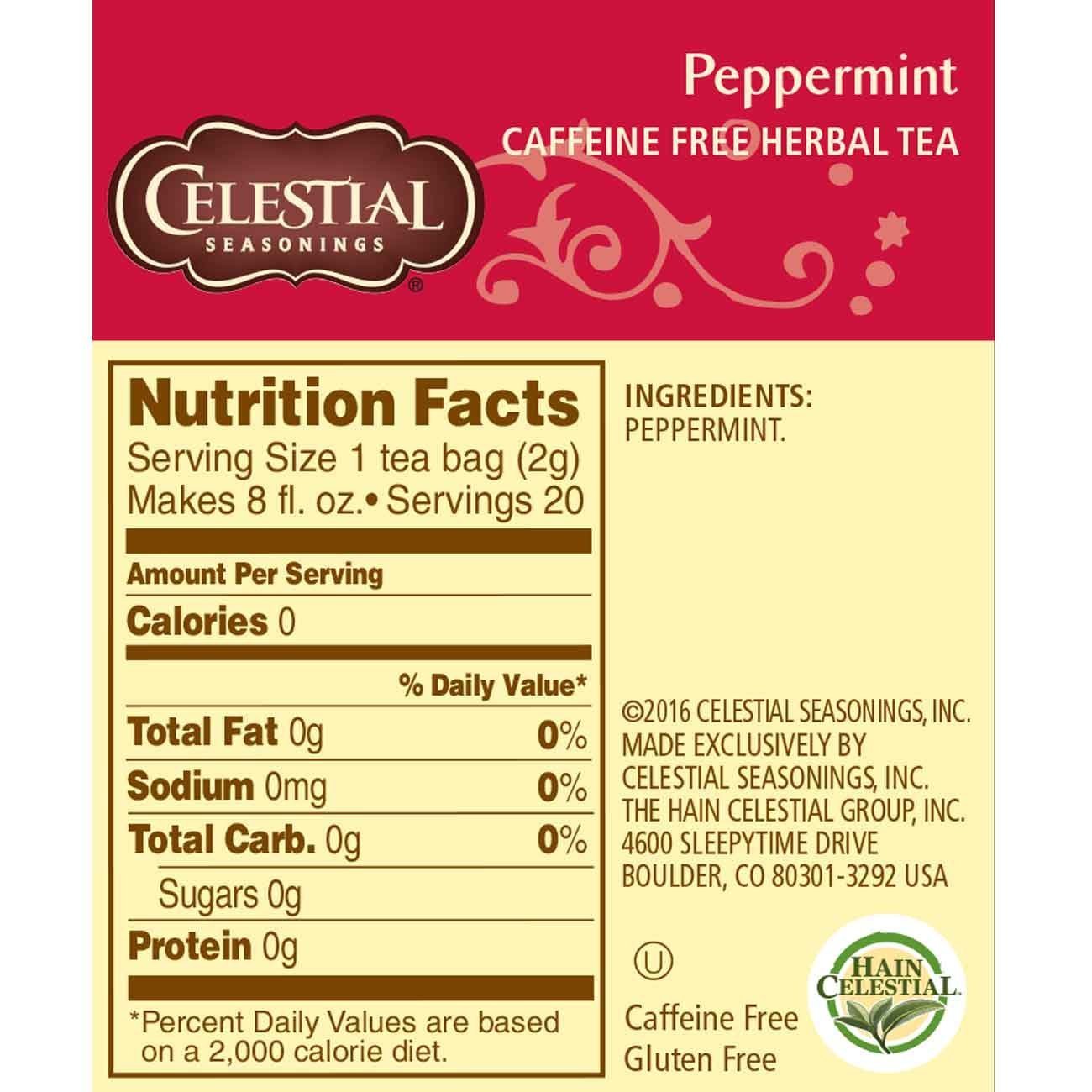 Celestial Seasonings Herbal Tea, Peppermint, 20 Count (Pack of 3)