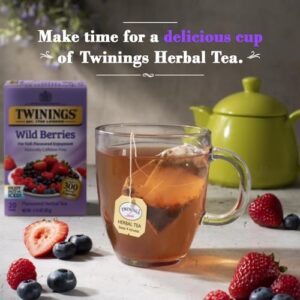 Twinings Wild Berries Tea - Bright and Uplifting Naturally Caffeine-Free Herbal Tea Bags Individually Wrapped, 20 Count