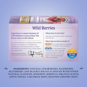 Twinings Wild Berries Tea - Bright and Uplifting Naturally Caffeine-Free Herbal Tea Bags Individually Wrapped, 20 Count