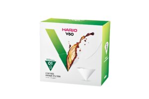 hario v60 paper coffee filters, size 01, white, 100ct boxed