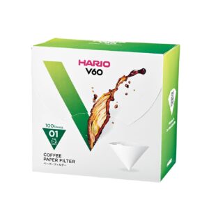 Hario V60 Paper Coffee Filters, Size 01, White, 100ct Boxed