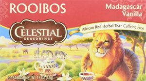 celestial seasonings madagascar vanilla rooibos african red herbal tea, 20 ct