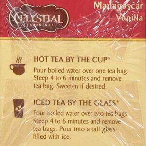 Celestial Seasonings Madagascar Vanilla Rooibos African Red Herbal Tea, 20 ct