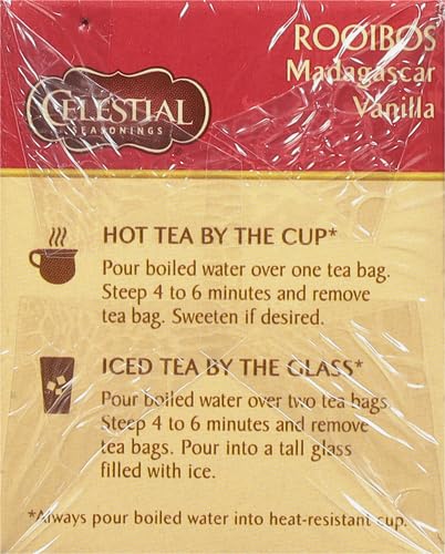 Celestial Seasonings Madagascar Vanilla Rooibos African Red Herbal Tea, 20 ct