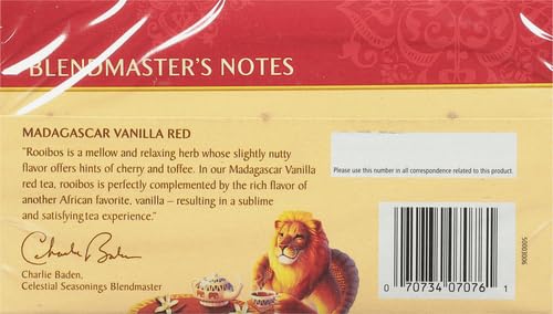 Celestial Seasonings Madagascar Vanilla Rooibos African Red Herbal Tea, 20 ct