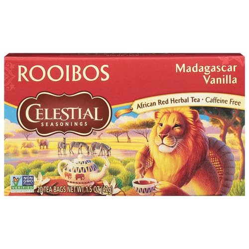 Celestial Seasonings Madagascar Vanilla Rooibos African Red Herbal Tea, 20 ct