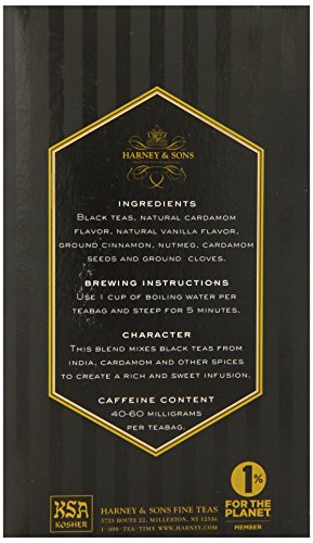 Harney & Sons Premium Black Tea, Tea Bags, Brown (30698), chai, 20.0 Count