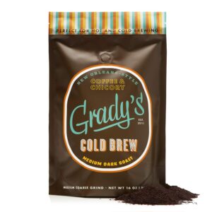 grady’s cold brew coffee | coarse ground coffee - medium dark roast | new orleans style coffee perfect for hot or cold brew coffee | 1 lb coarse grounds
