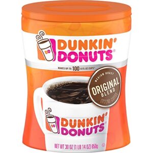 dunkin' donuts original blend medium roast ground coffee, 30 ounces, pack of 4