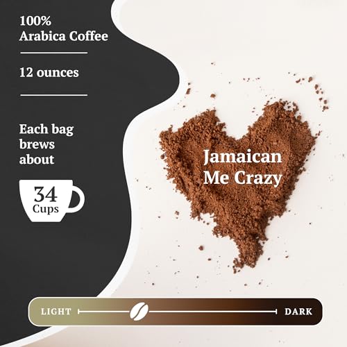 Couple's Coffee Ground Coffee | Jamaican Me Crazy Medium Roast Coffee Blend | Gourmet Flavored Coffee with Smooth Vanilla Caramel Flavors | Made with 100% Arabica Beans | 12oz bag brews about 34 cups