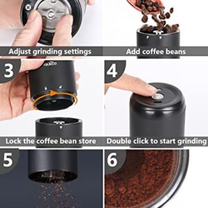 Portable Electric Burr Coffee Grinder: CONQUECO Small Coffee Bean Grinding Machine - Rechargeable Stainless Conical Burr Grinders with Multiple Grind Settings, 20g (with Brush)