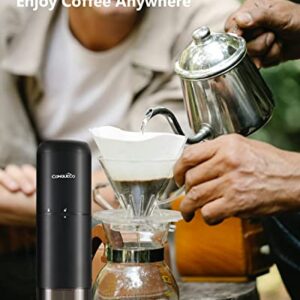 Portable Electric Burr Coffee Grinder: CONQUECO Small Coffee Bean Grinding Machine - Rechargeable Stainless Conical Burr Grinders with Multiple Grind Settings, 20g (with Brush)