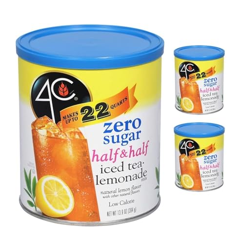 4C Light Powdered Drink Mix Cannisters, Zero Sugar Half & Half, 22 Quarts, Family Sized Cannister, Low Calorie, Thirst Quenching Flavors (Light Half & Half, 13.9 Ounce (Pack of 2))