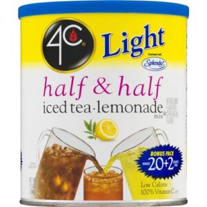 4C Light Powdered Drink Mix Cannisters, Zero Sugar Half & Half, 22 Quarts, Family Sized Cannister, Low Calorie, Thirst Quenching Flavors (Light Half & Half, 13.9 Ounce (Pack of 2))