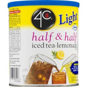 4C Light Powdered Drink Mix Cannisters, Zero Sugar Half & Half, 22 Quarts, Family Sized Cannister, Low Calorie, Thirst Quenching Flavors (Light Half & Half, 13.9 Ounce (Pack of 2))