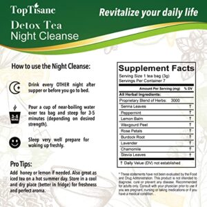 TOPTISANE 14 Day Detox Cleanse Tea for Belly Fat, Herbal Tea for Metabolism, 1 Morning Tea (14 Bags) 1 Night Tea (7 Bags), Body Cleanse for Women