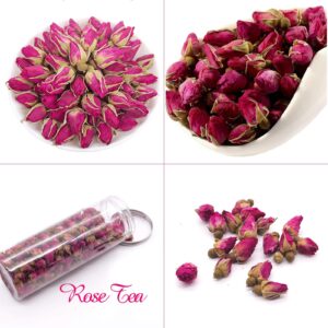 Rose Bud Tea Dried Red Rose,MQUPIN Rose Tea 100% Natural Pure Flower Edible Buds Tea Culinary Food Grade Red Rosebud for Drinking DIY Gift (250g/3Packs)