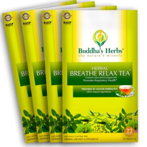 buddha's herbs premium breathe relax tea with eucalyptus, 44 tea bags (pack of 2)