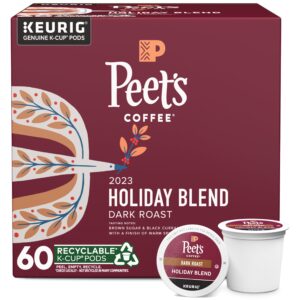 peet's coffee , dark roast k-cup coffee pods for keurig brewers - holiday blend 2023 60 count (6 boxes of 10 k-cup pods)