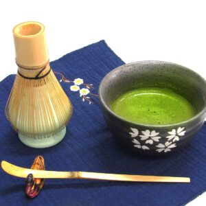 Artcome Japanese Matcha Tea Set, Matcha Whisk, Traditional Scoop, Matcha Bowl, Black Bamboo Tray, Ceramic Whisk Holder, Matcha Caddy, Handmade Matcha Ceremony Kit For Japanese Tea Ceremony (10Pcs)