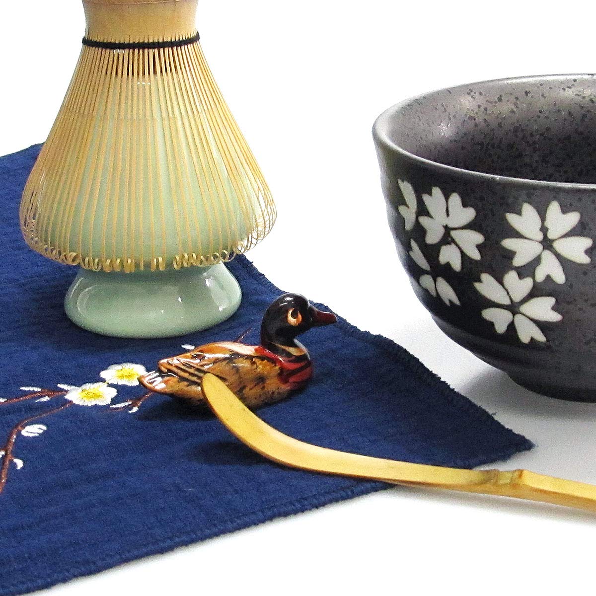 Artcome Japanese Matcha Tea Set, Matcha Whisk, Traditional Scoop, Matcha Bowl, Black Bamboo Tray, Ceramic Whisk Holder, Matcha Caddy, Handmade Matcha Ceremony Kit For Japanese Tea Ceremony (10Pcs)