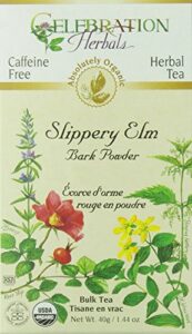 celebration herbals slippery elm bark powder loose pack tea caffeine free, 40g