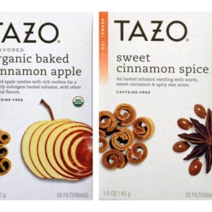 Tazo Herbal Spiced Tea Bundle: 1 Organic Baked Cinnamon Apple, 1 Sweet Cinnamon Spice (2 Items)
