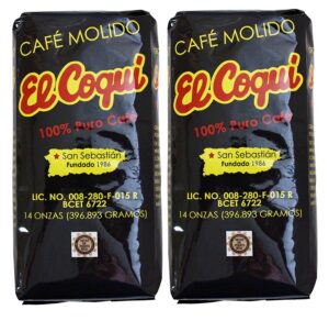 (2 pack) puerto rican coffee -14 ounce bags el coqui puro cafe (28 ounce total)