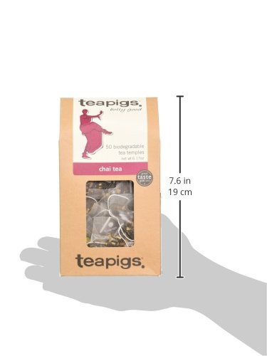teapigs Chai Tea Bags, 50 Count, Robust Big Leaf Tea, Malty Assam, Cardamom, Cinnamon, Ginger Chai Biodegradable Tea Bags