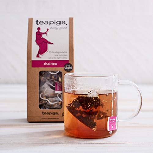 teapigs Chai Tea Bags, 50 Count, Robust Big Leaf Tea, Malty Assam, Cardamom, Cinnamon, Ginger Chai Biodegradable Tea Bags