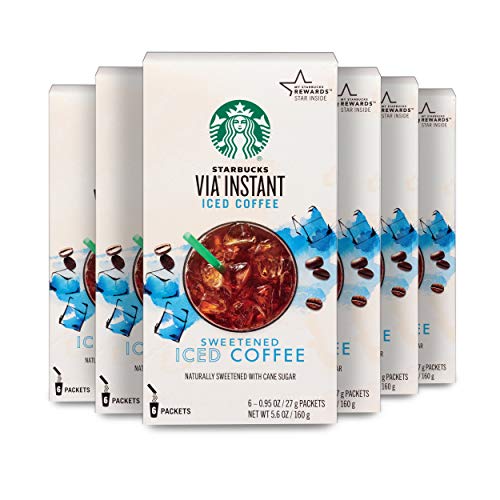 Starbucks VIA Instant Coffee Medium Roast Packets — Sweetened Iced Coffee — 6 boxes (36 packets total)