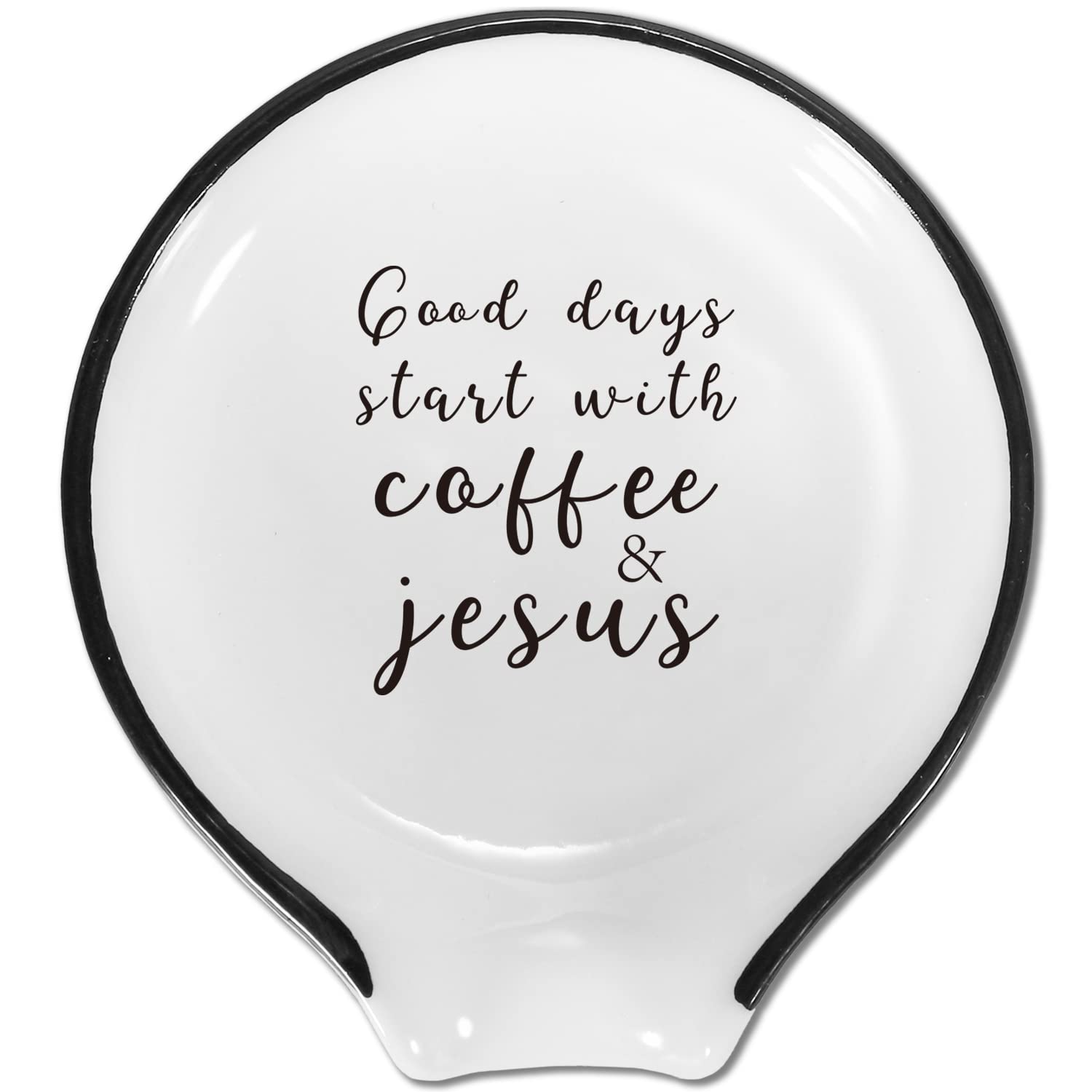 Christian Gifts for Women Men, Coffee Spoon Rest Holder, Coffee Bar Table Decor, Coffee Lover Accessories- Good Days Start with Coffee and Jesus - 05