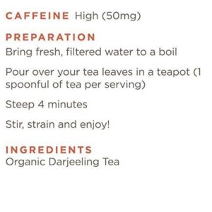 Darjeeling Tea - Organic - Loose Leaf - Bulk - Non GMO - 96 Servings, 8 oz