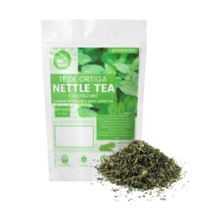 yerbero - stinging nettle leaf & root loose tea 4oz (113 gr) | urtica dioica | makes 30+ cups | wildcrafted, stand up resealable bag | crafted by nature100% all natural, non-gmo, gluten-free.