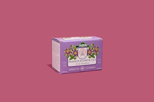 Tadin Passion Flower Herbal Tea, Caffeine Free, 24 Tea Bags Per Box, Pack of 6 Boxes Total