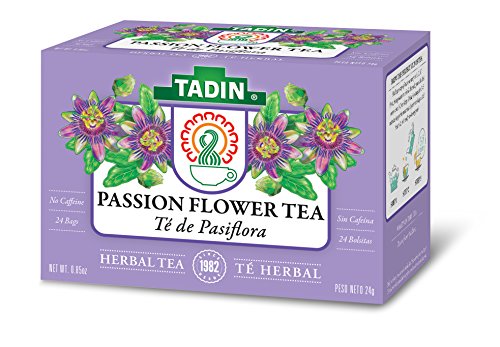 Tadin Passion Flower Herbal Tea, Caffeine Free, 24 Tea Bags Per Box, Pack of 6 Boxes Total